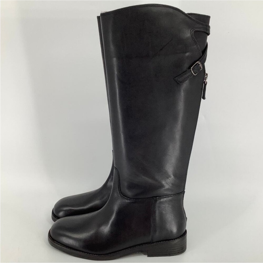 Free People Faded Black Everly Equestrian Boots Leather Zipper Back - Picture 6 of 16